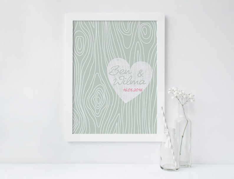 Wedding Gift name tree picture print din A4 image 1