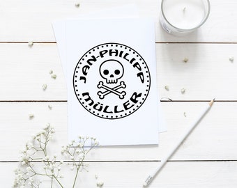 School Stamp / Name Stamp / Wooden Stamp Round "Dead head"