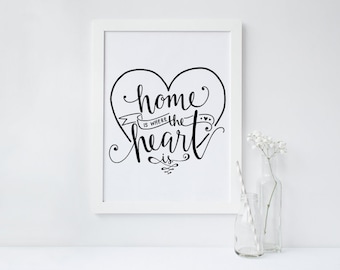 Home is where the heart is ... Bild Druck DIN A4 Geschenk Einzug Digitaldruck Wanddeko