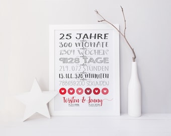 Silver Wedding Wedding Day Picture Print A4 Gift Surprise 25 Years