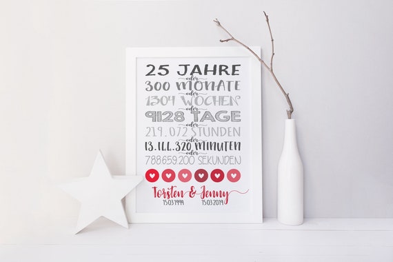 Silberhochzeit Hochzeit Hochzeitstag Bild Druck Din Etsy