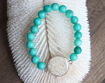 Sand Bracelet - Amazonite Bracelet - Beach Bracelet  - Beaded Stretch Bracelet -  Amazonite Beaded Bracelet - Custom Sand Bracelet