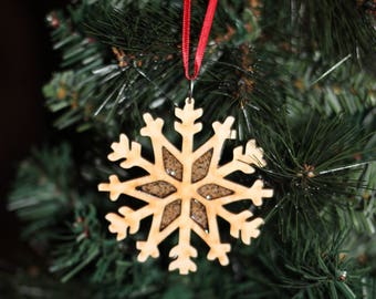 Sand Ornament - Wooden Snowflake Ornament - Beach Ornament - Beach House Ornament - Unique Ornaments - Christmas Ornament