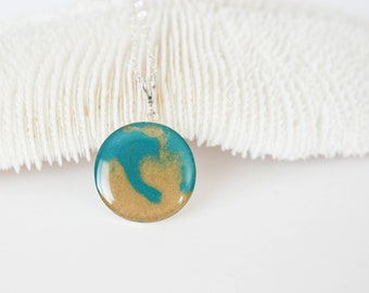 Ocean Jewelry - Wave Jewelry - Ocean Inspired Necklace - Teal and Gold Necklace - Ocean Art - Beach Jewelry - Beach Inspired Necklace