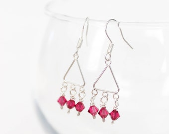 Ruby Earrings - July Birthstone Earrings - Ruby Dangle Earrings - Birthstone Earrings - July Birthstone Jewelry - Crystal Earrings