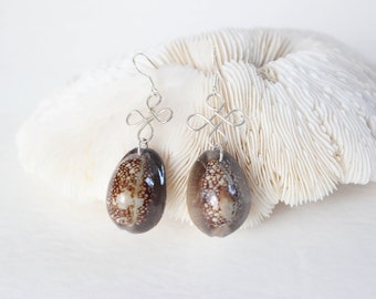Seashell Earrings - Cowry Shell Earrings - Hawaiian Seashell Earrings - Beach Jewelry - Shell Jewelry