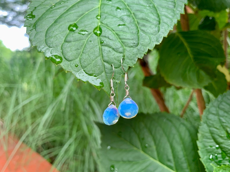 Dainty Opalite Earrings Opalite Drop Earrings Moonstone Earrings Simple Earrings Gift For Her Wedding Earrings Present For Mom image 3