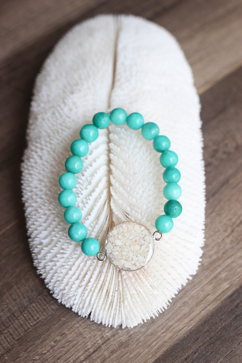 Sand Bracelet Amazonite Bracelet Beach Bracelet Beaded Stretch Bracelet Amazonite Beaded Bracelet Custom Sand Bracelet image 4