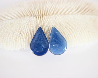Ocean Earrings - Ocean Wave Earrings - Ocean Inspired Earrings - Resin Art - Resin Earrings - Teardrop Earrings - Blue Earrings