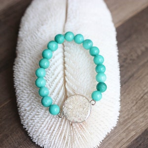 Sand Bracelet Amazonite Bracelet Beach Bracelet Beaded Stretch Bracelet Amazonite Beaded Bracelet Custom Sand Bracelet image 3