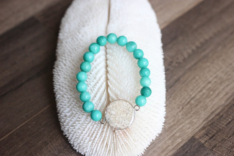 Sand Bracelet Amazonite Bracelet Beach Bracelet Beaded Stretch Bracelet Amazonite Beaded Bracelet Custom Sand Bracelet image 3