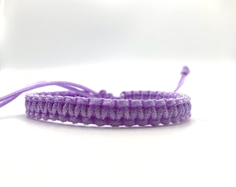 Friendship Purple cord 2 Silver spiral Beads @ ea WSilver Square WCZ in Cntr. Bracelet end