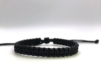 Black cord Bracelet, Black String Bracelet, Lucky Bracelet, Braid Bracelet, Yoga Bracelet, Simple Surfer Bracelet [Thin: Black cord 006]