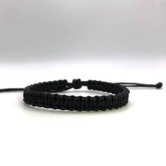 Black Cord Bracelet, Black String Bracelet, Lucky Bracelet, Braid Bracelet,  Yoga Bracelet, Simple Surfer Bracelet thin: Black Cord 006 