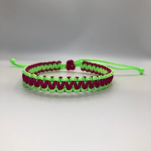 Fuchsia / Neon Green Bracelet, Adjustable Bracelet,  Reversable Bracelet, Yoga Bracelet, Simple Surfer Bracelet [Fuchsia/Neon Green 114]