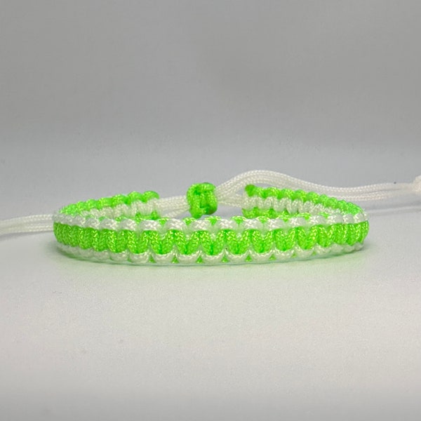 White/Neon Green cord Bracelet, White / NeonGreeb bracelet, Reversible , Lucky Yoga Bracelet, Surfer Bracelet [White/ Neon Green 117]