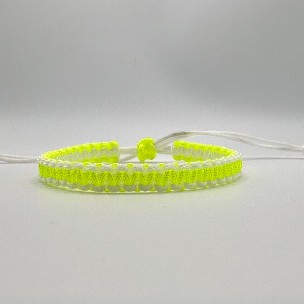 White/Neon Yellow cord Bracelet, White / NeonYellow bracelet, Reversible , Lucky Yoga Bracelet, Surfer Bracelet [White/ Neon Yellow 116]