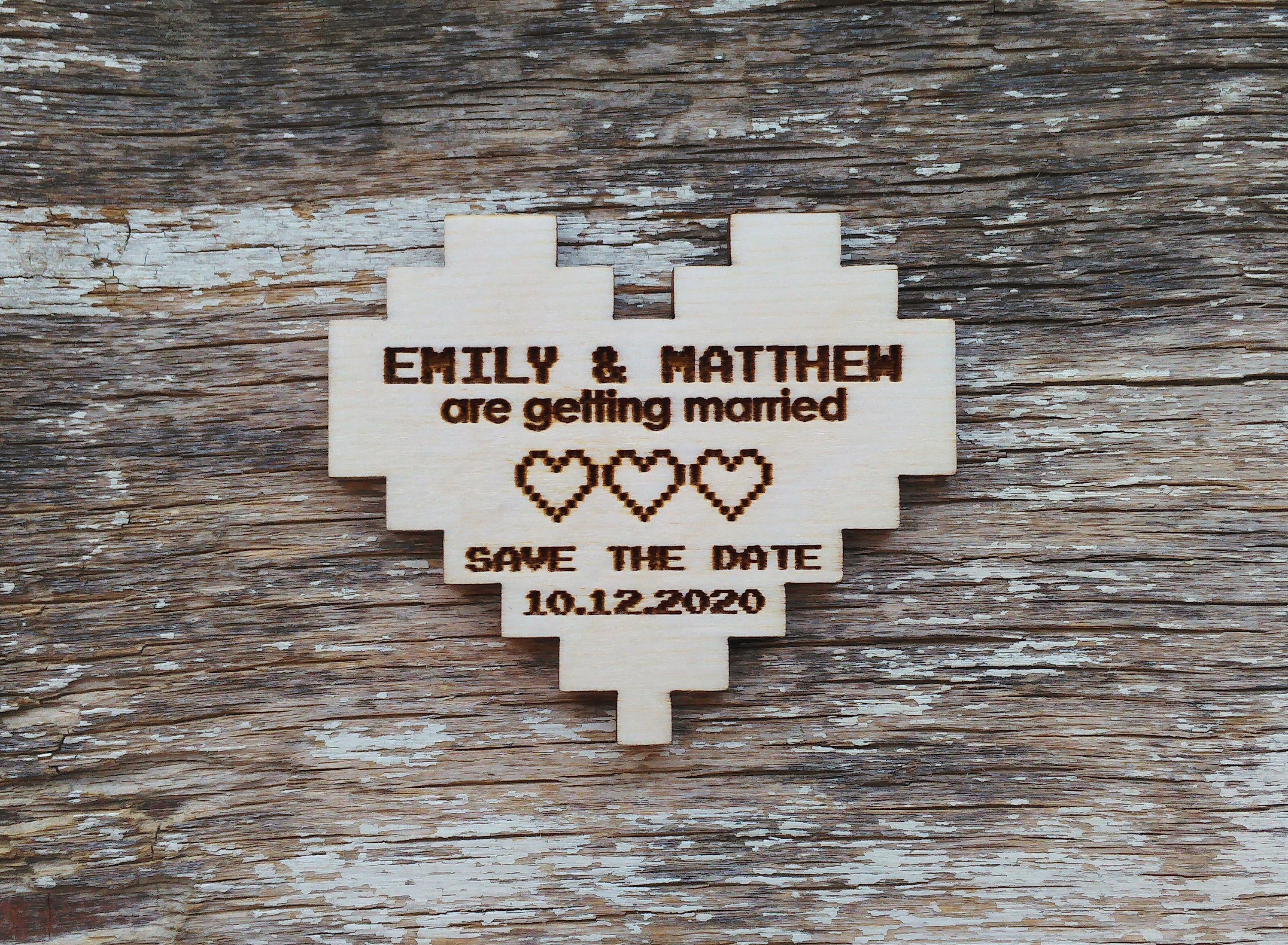Pixel Heart Save The Date Magnet Gamer Wedding Invite 8 Bit Etsy