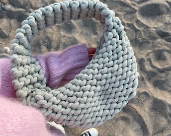 Hand knitted mini bag