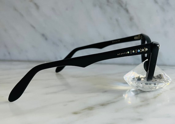 unused black vintage cat eye with rhinestones - image 8