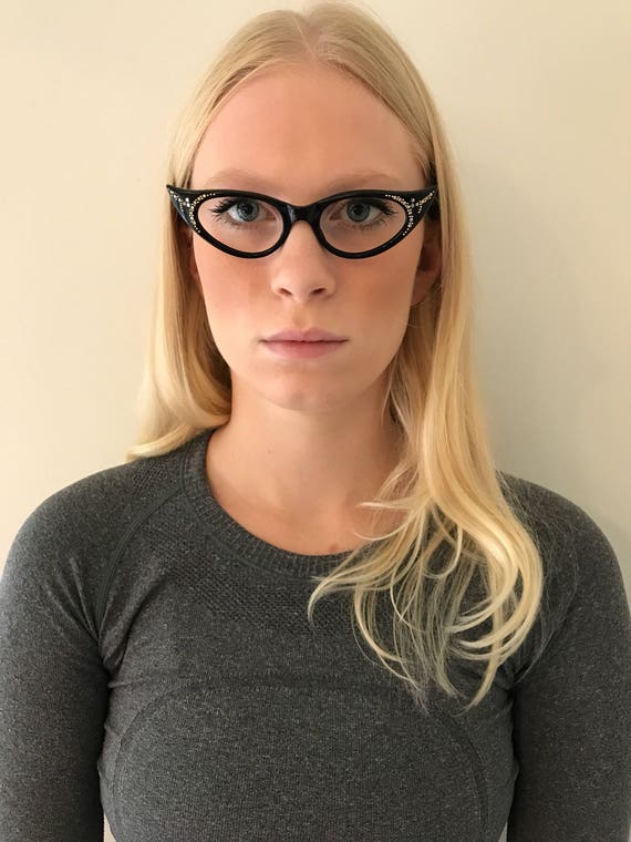 unused black vintage cat eye with stones - image 3