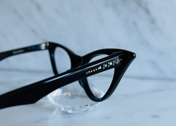 unused black vintage cat eye with rhinestones - image 3