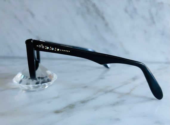 unused black vintage cat eye with rhinestones - image 5