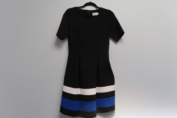 Vintage Eliza J Black Dress: Royal Blue & White Hem, Size 4 - Etsy