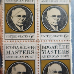 Timbres Edgar Lee Masters vintage 1970, 6 cents (Ensemble de 4)
