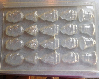 Christmas Bite Size Miniatures  Sheet Of 20 Vintage Plastic Candy Mold