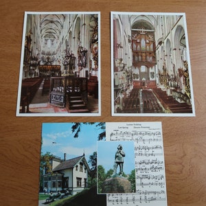 Vintage Berlin St. Mary's Church & Norway Grieg Statue Postcards - 1970s