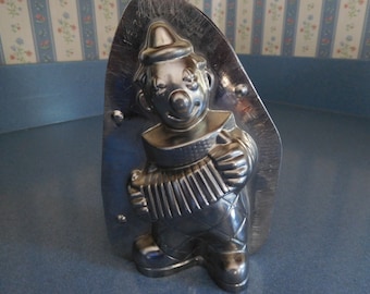 Clown Playing Accordion by Vormenfabrieck #15763 Vintage Metal Candy Mold 6" Tall