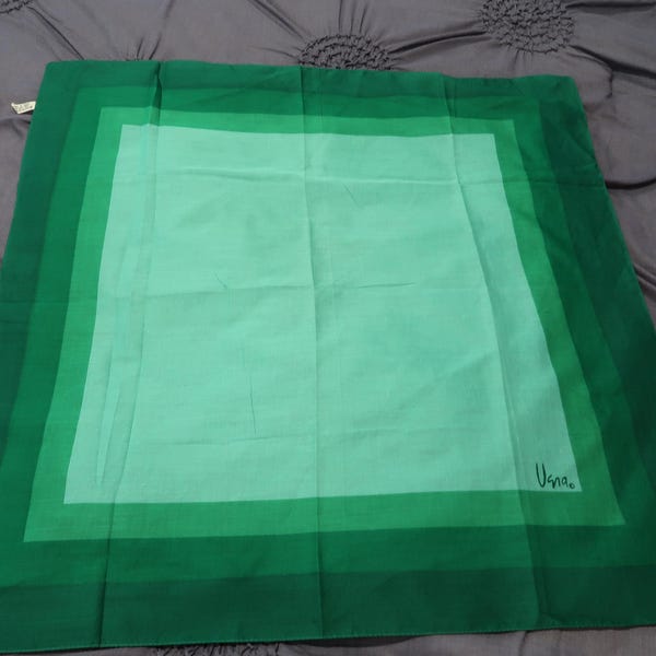 Vintage Vera Cotton Scarf, Shades of Green, Made in Italy