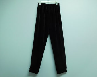 Vintage Black Velour Pants By Diane Von Furstenberg (DVF) (Princess Diane Of Furstenberg, Belgium)  Size M In Like New Excellent Condition