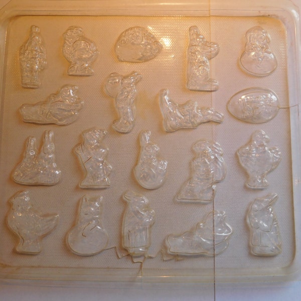 Easter Bite Size Miniatures Sheet of 19 Designs (with minor cracks) Vintage Plastic