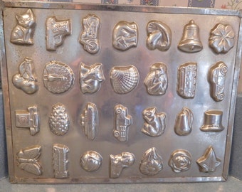 Easter or All Occasion Bite Size Miniatures Mold #9805 with 28 Different and Unique Designs! Vintage Metal Candy Mold