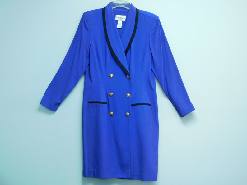 Vintage Danny /& Nicole Dressy Shirt Dress With Black Trim And Gold Buttons Detail Size 14 In Good Vintage Condition