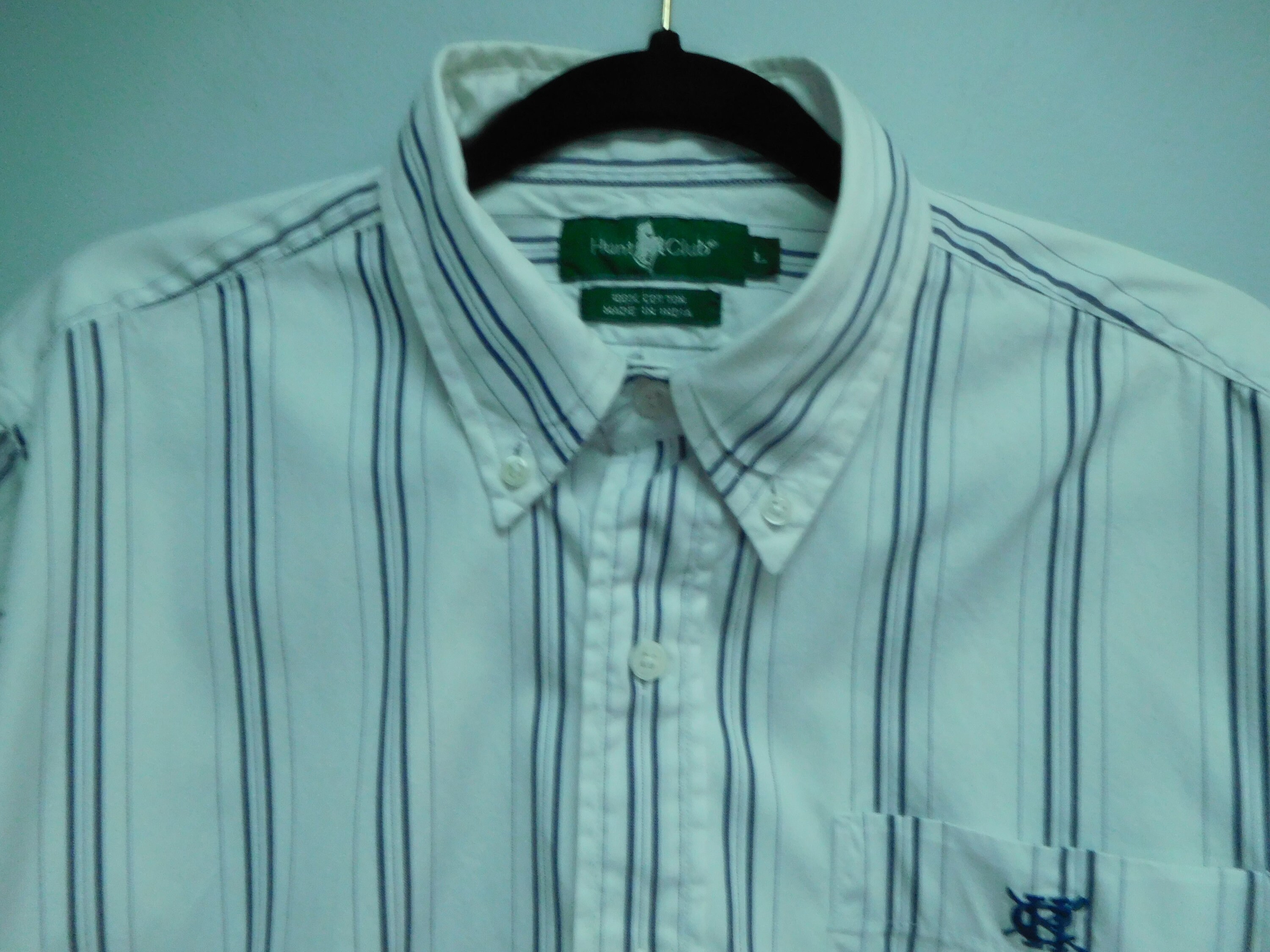 Vintage Hunt Club Dress Shirt: Men's White & Blue Stripe, Large - Etsy