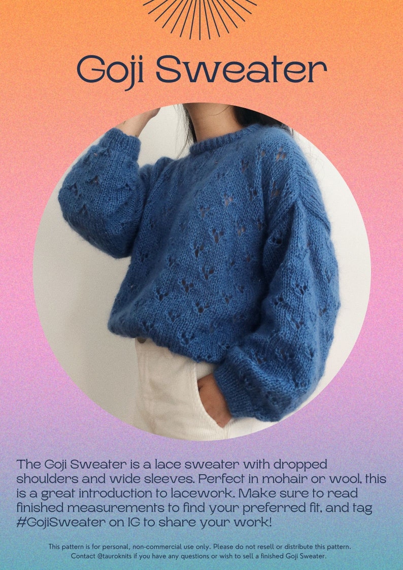 Goji Lace Sweater PATTERN Lace Mohair Oversized Sweater image 8