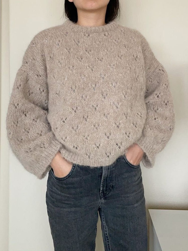 Goji Lace Sweater PATTERN Lace Mohair Oversized Sweater image 2