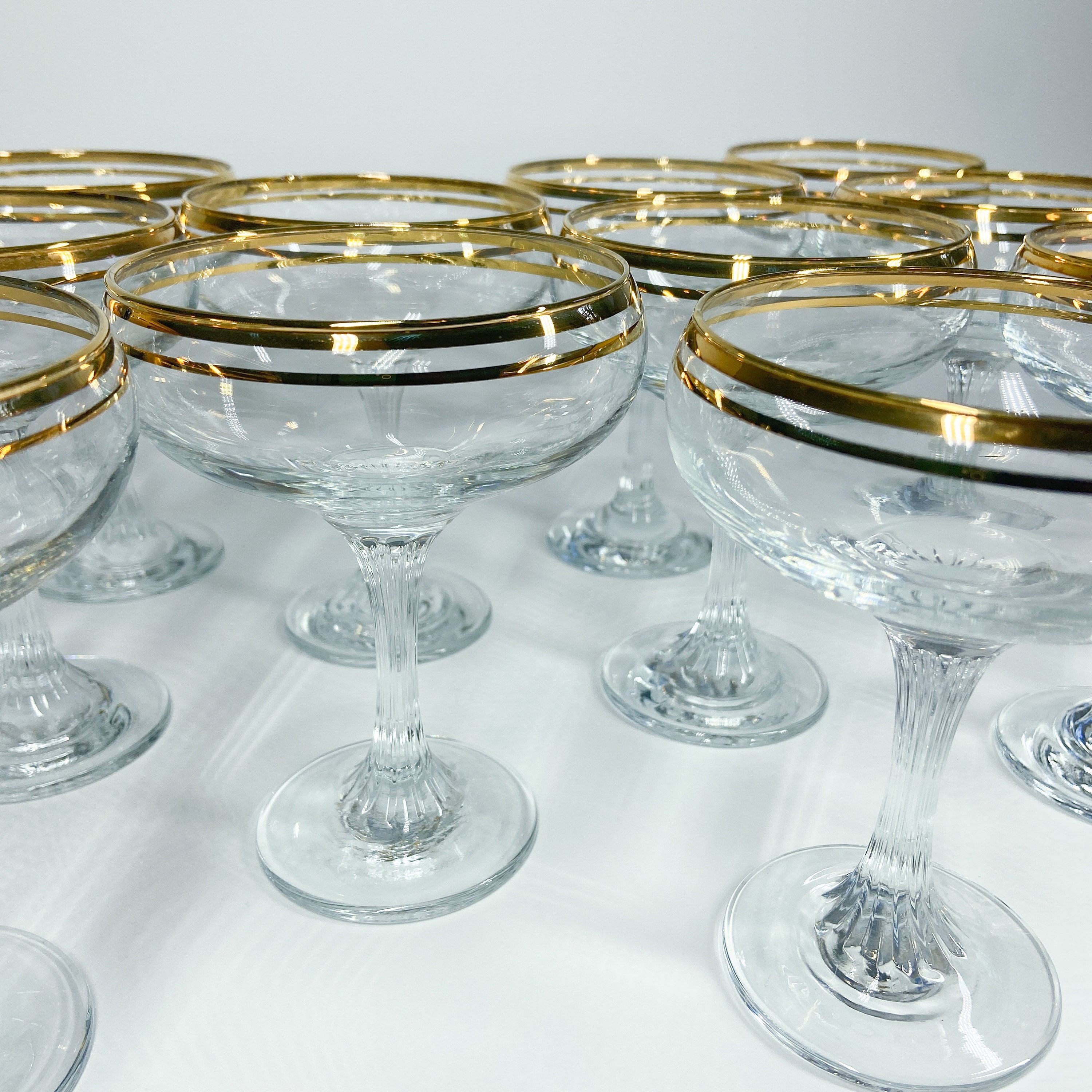 Vintage PINK Gold Rimmed Encrusted Cocktail - Martini Glasses, Set of 4,  1930's Cocktail Glasses, Mixologist glasses, Champagne Glasses