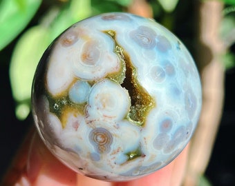 8th Vein Ocean Jasper Sphere, Rare, Polished Crystal, Orbicular Jasper, 8th Vein OJ, Gemstone, Mineral, Madagascar, Old Stock Ocean Jasper