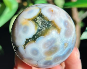 8th Vein Ocean Jasper Sphere, Rare, Polished Crystal, Orbicular Jasper, 8th Vein OJ, Gemstone, Mineral, Madagascar, Old Stock Ocean Jasper