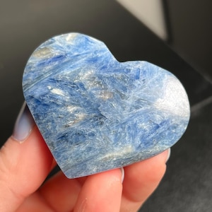Blue Kyanite Heart, Polished Kyanite, Clear Quartz, Blue Crystal, Gemstone, Mineral, Heart Carving