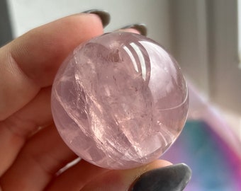 Gemmy Rose Quartz Sphere, Gem Grade, Clear Rose Quartz, Star Rose Quartz, Polished, Crystal Sphere, Gemstone, Mineral, Display, Pink, Love