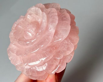 Rose Quartz Flower, Rose Quartz Carving, Polished, Crystal, Mineral, Gemstone, Pastel Pink, Pink Rose Quartz, Rose Quartz Rose, Rose