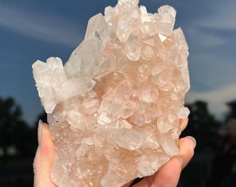 ピンクヒマラヤ水晶クラスター、サマディ水晶クラスター、高級ピンク