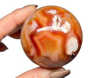 Carnelian Flower Agate Sphere, Crystal, Mineral, Gemstone, Display, Carnelian, Red Flower Agate