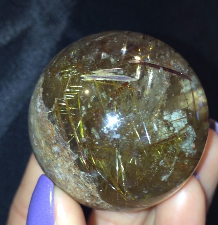 Quartz Rutilated Sphere Display Quartz Polished Rutile Sphere Etsy