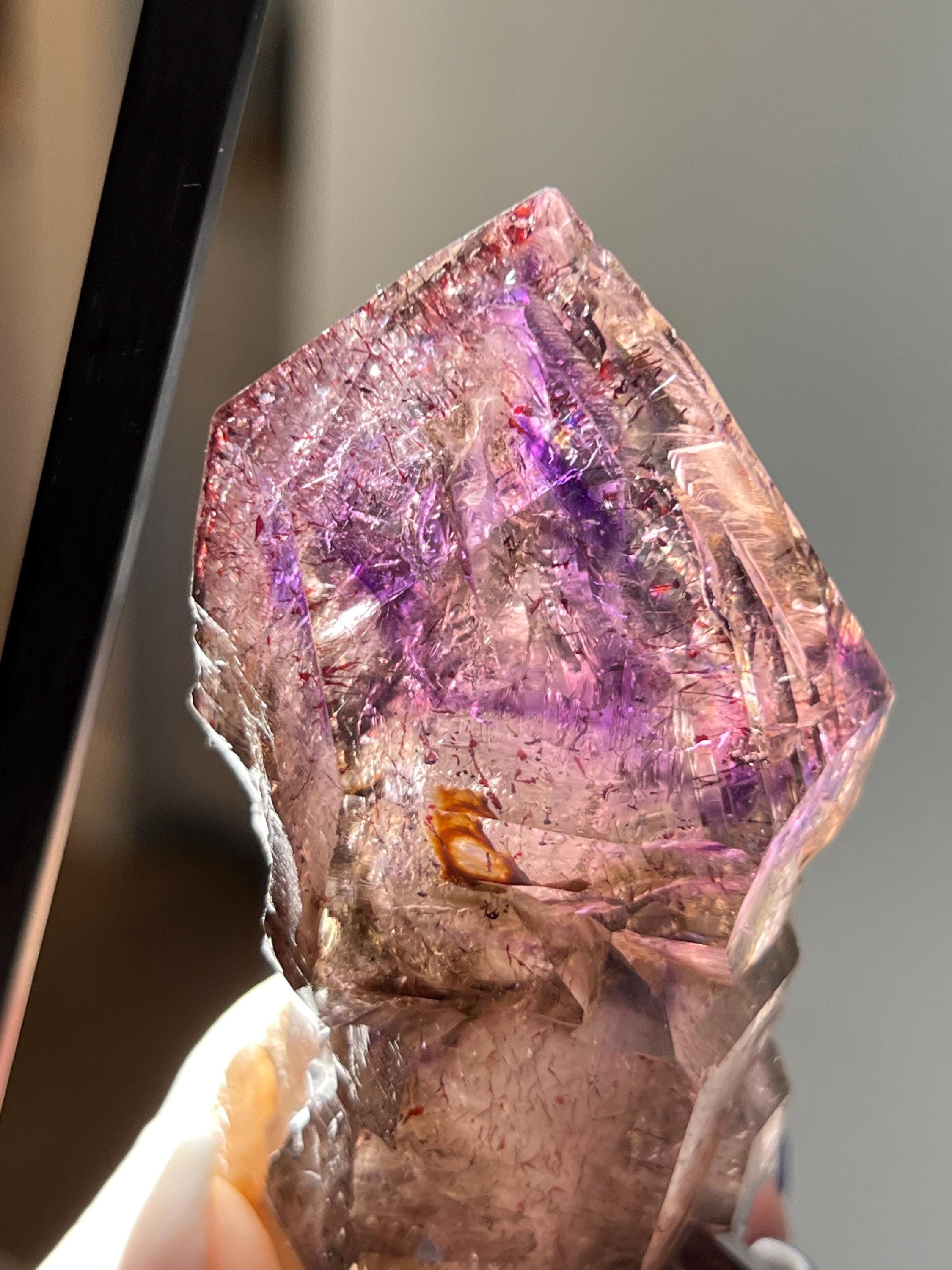 Zambian Smoky Amethyst Scepter with Hematite, Purple Amethyst, Smokey, Quartz Lepidocrocite
